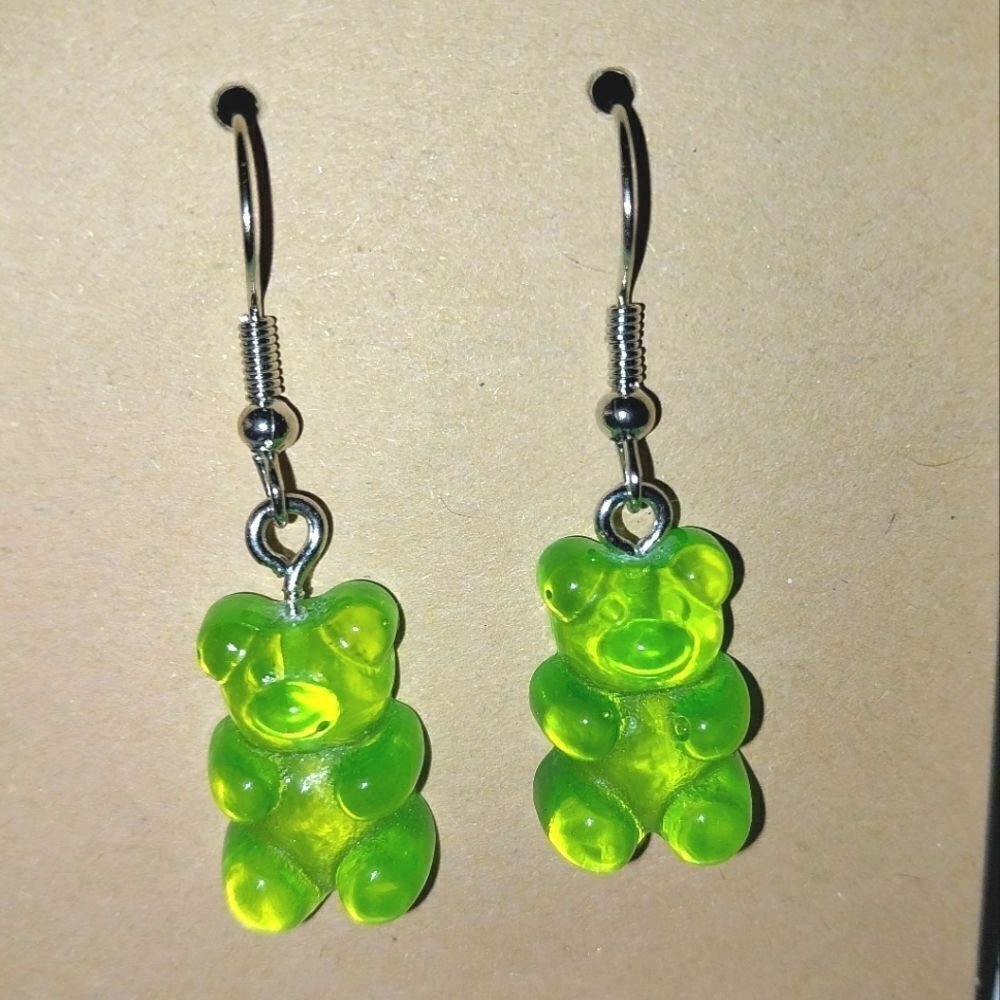 Hand crafted Green Gummy Dangle Earrings